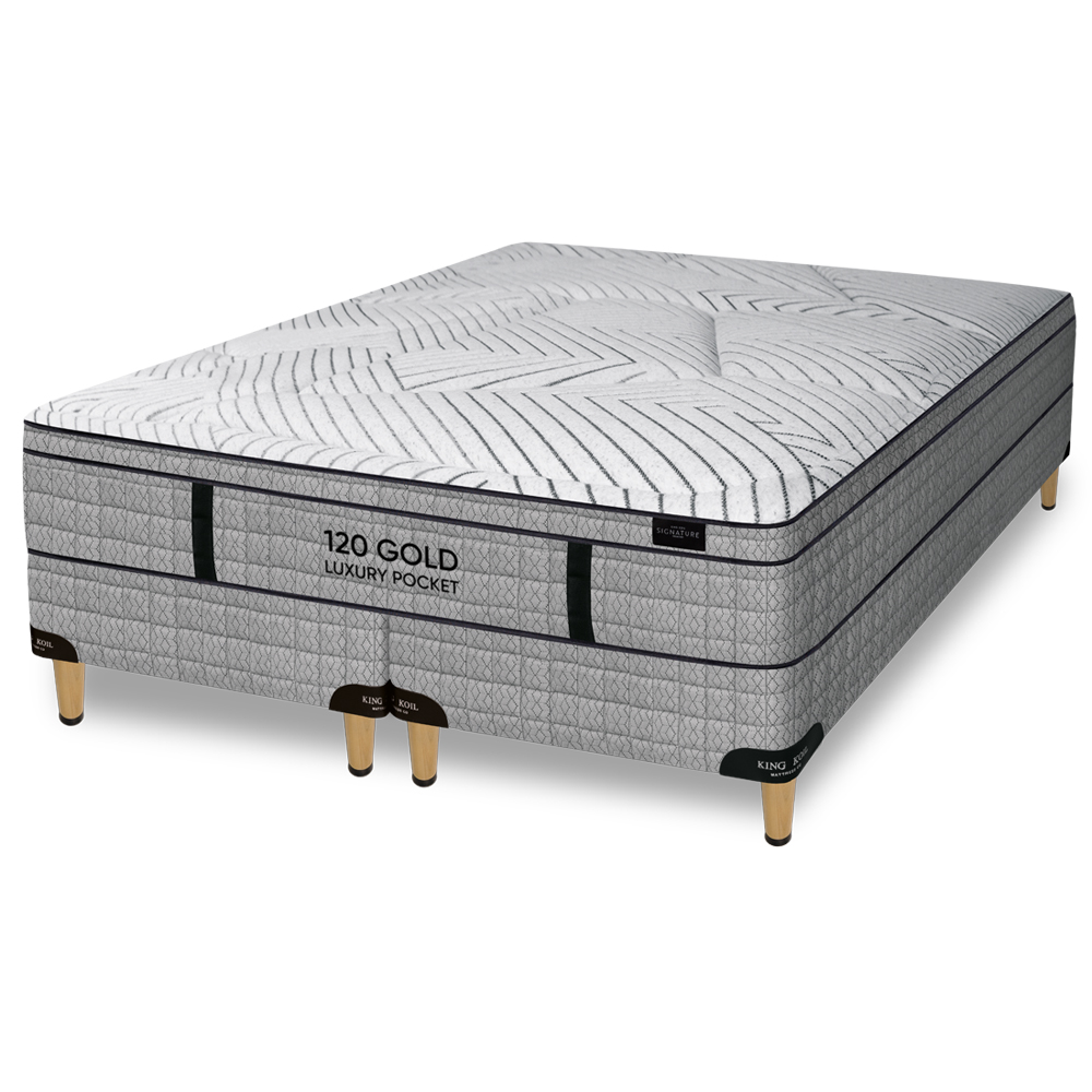 CONJUNTO COLCHON MAS SOMMIER KING KOIL - 120 GOLD LUXURY POCKET QUEEN Y KING