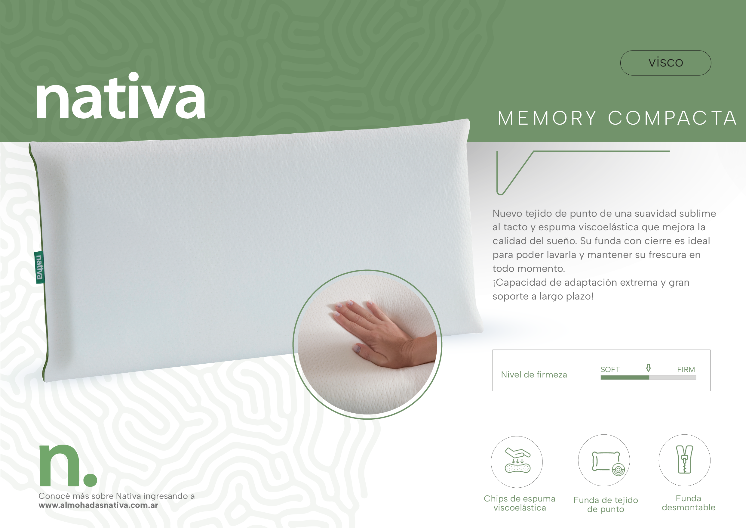 Almohada Viscoelástica Nativa | Memory Compacta - Imagen 9
