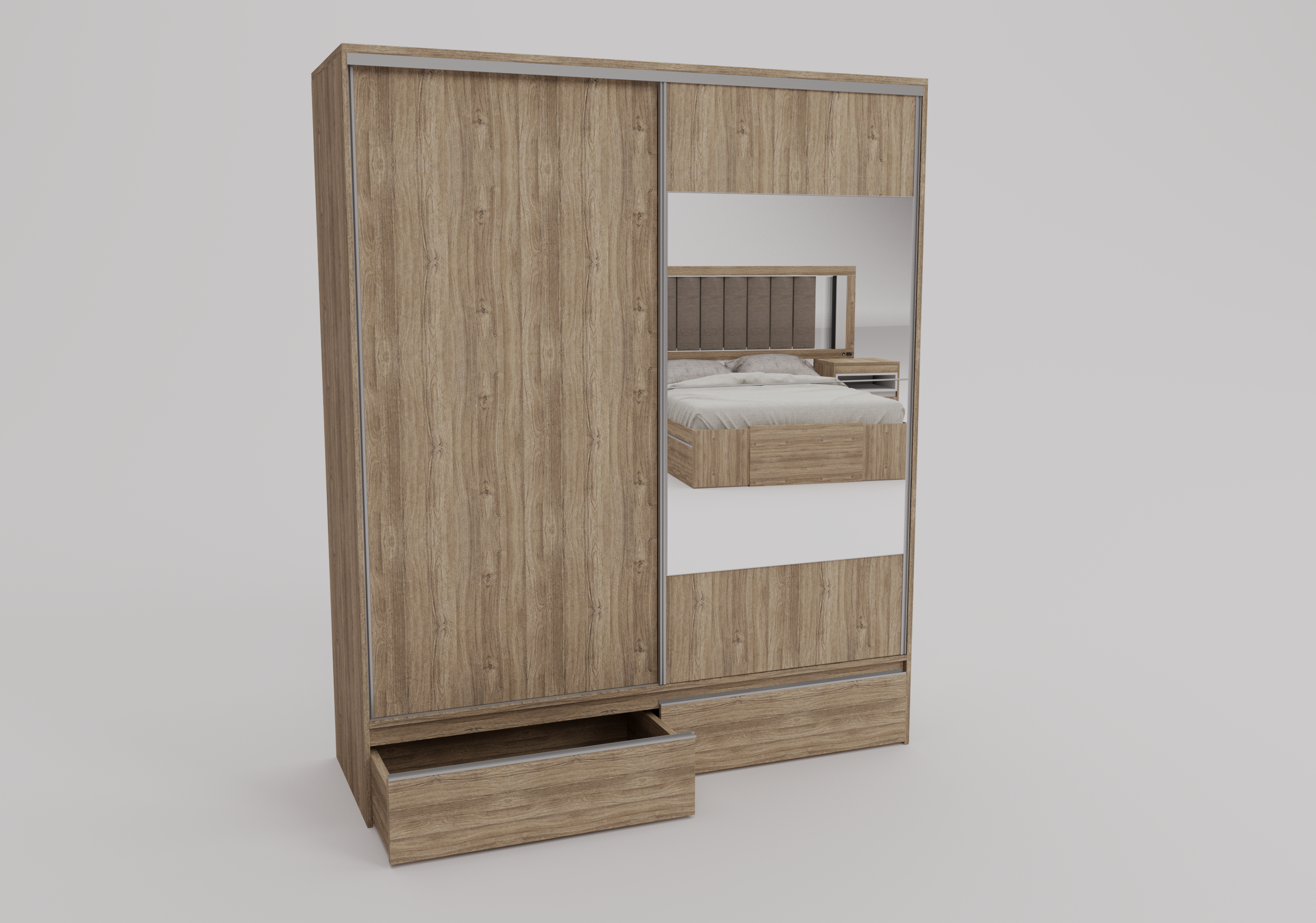 PLACARD RAGAZZO (2 Puertas: 2 Corredizas + 2 Cajones + Con Espejo) - Imagen 25