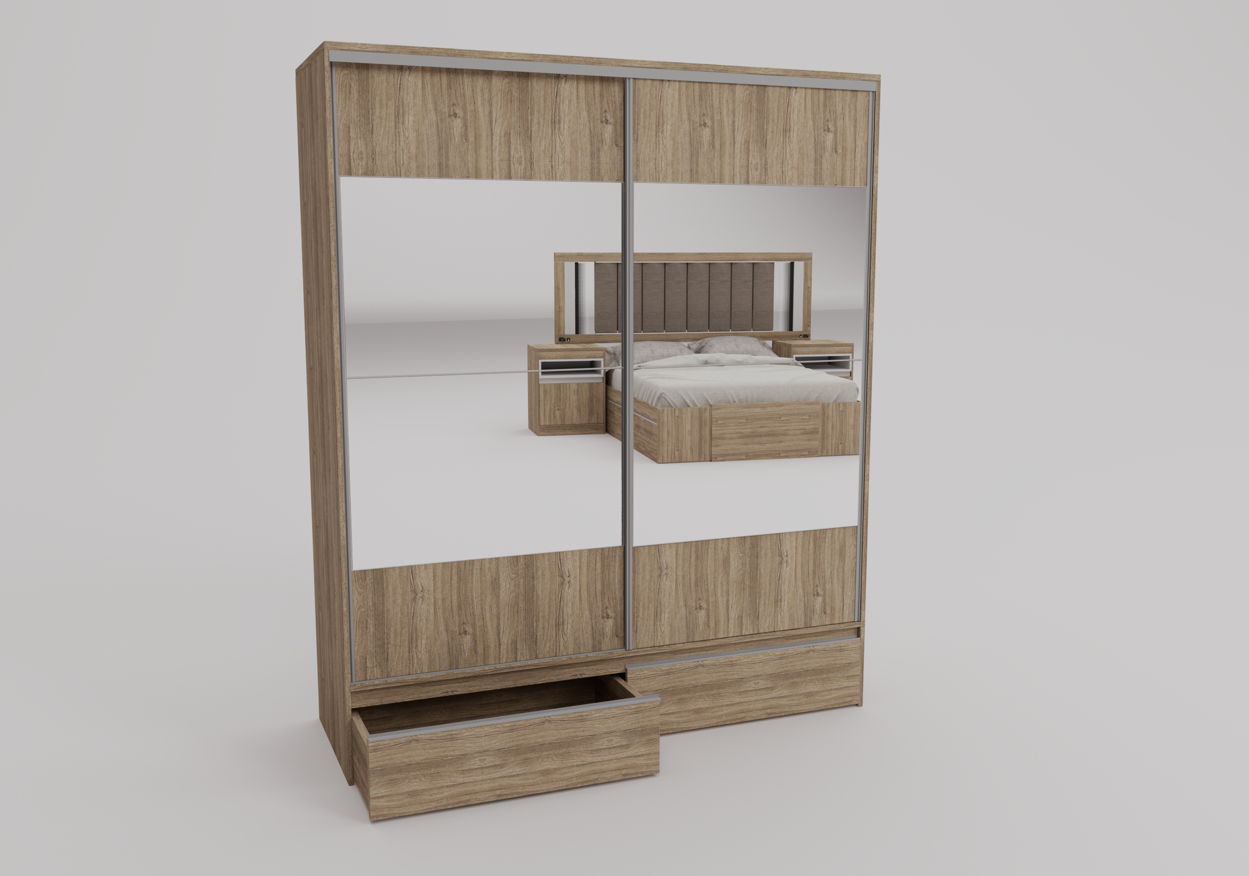 PLACARD RAGAZZO (2 Puertas: 2 Corredizas + 2 Cajones + Con Espejo) - Imagen 26