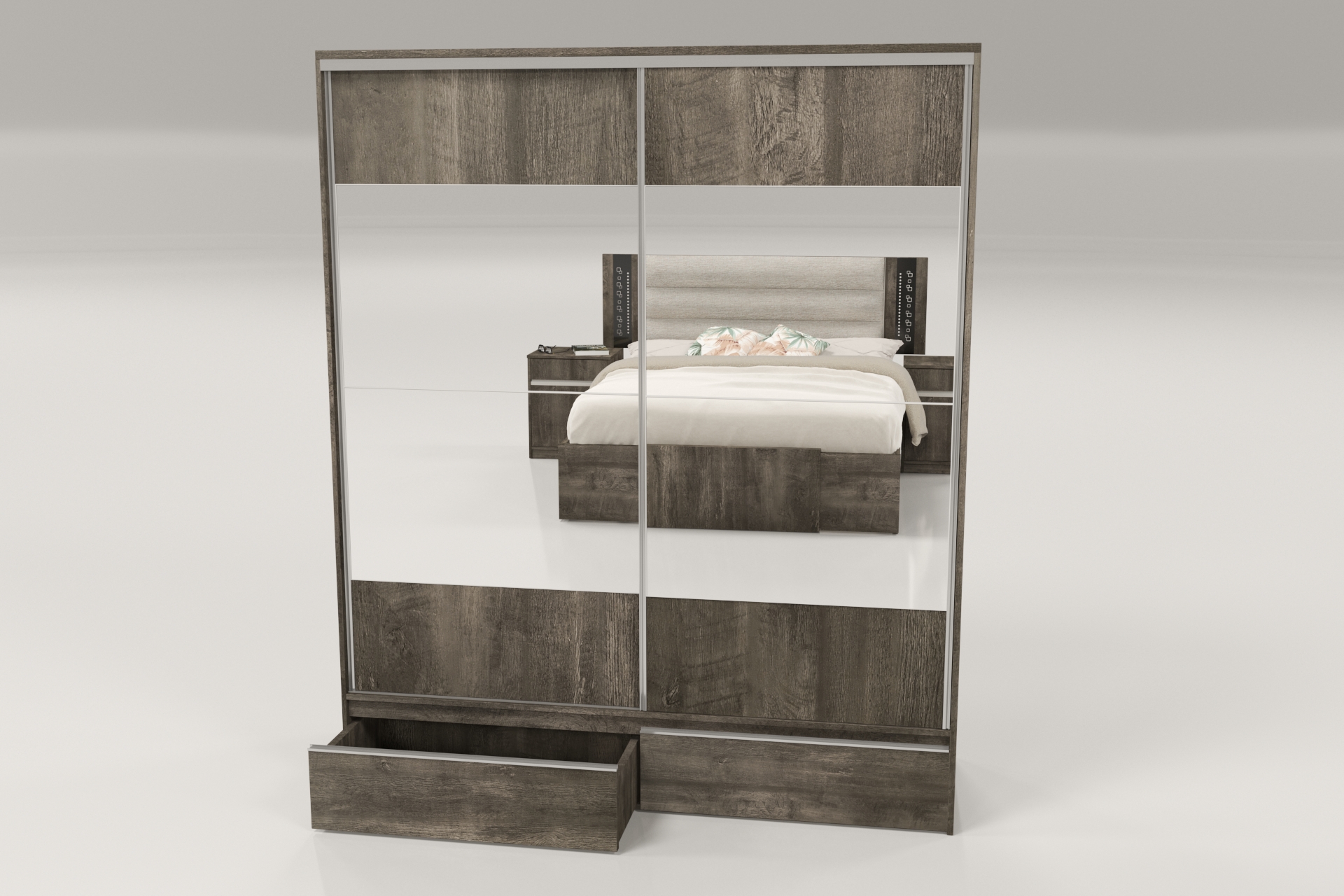PLACARD RAGAZZO (2 Puertas: 2 Corredizas + 2 Cajones + Con Espejo) - Imagen 17