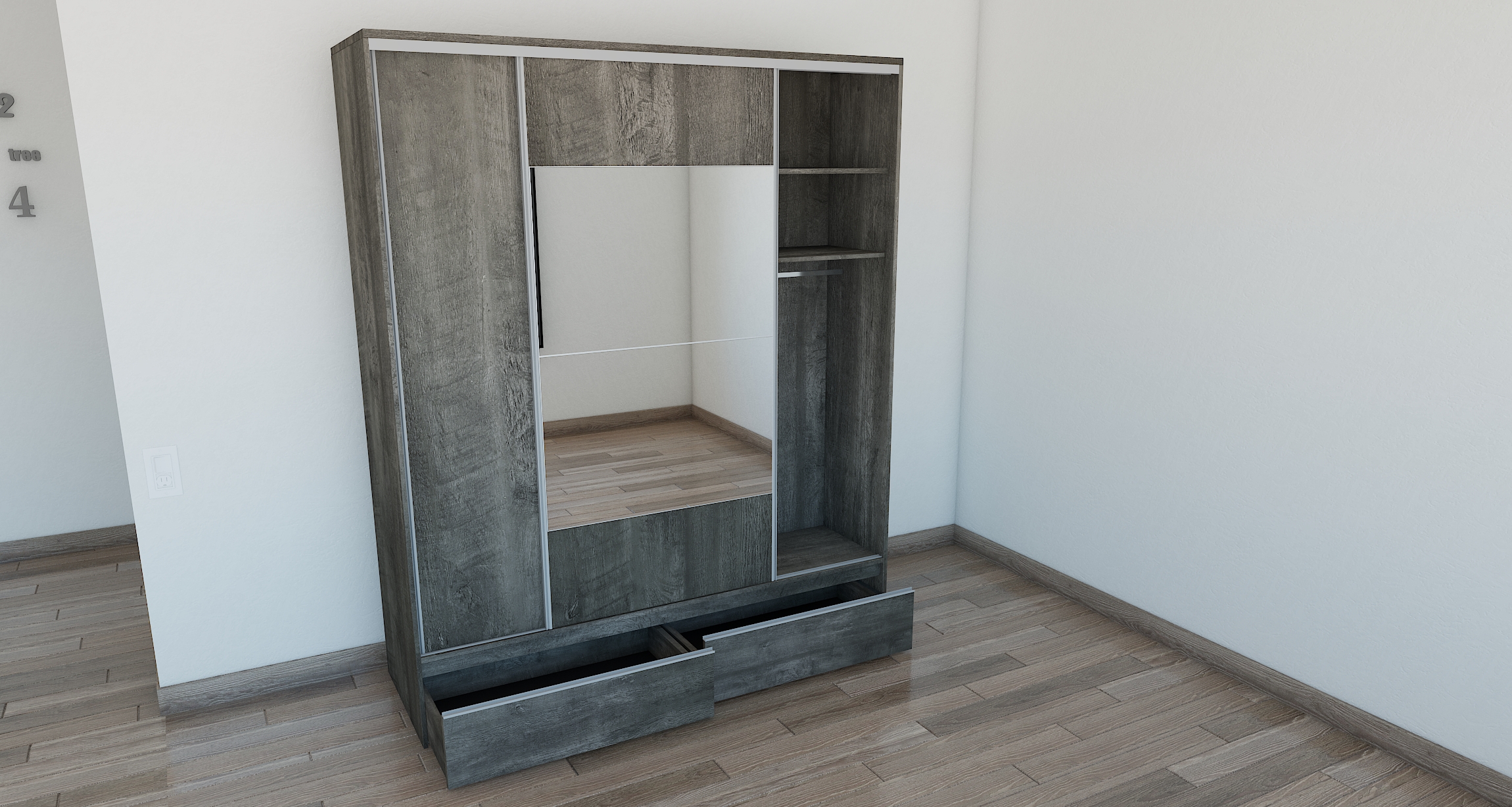 PLACARD RAGAZZO (2 Puertas: 2 Corredizas + 2 Cajones + Con Espejo) - Imagen 20