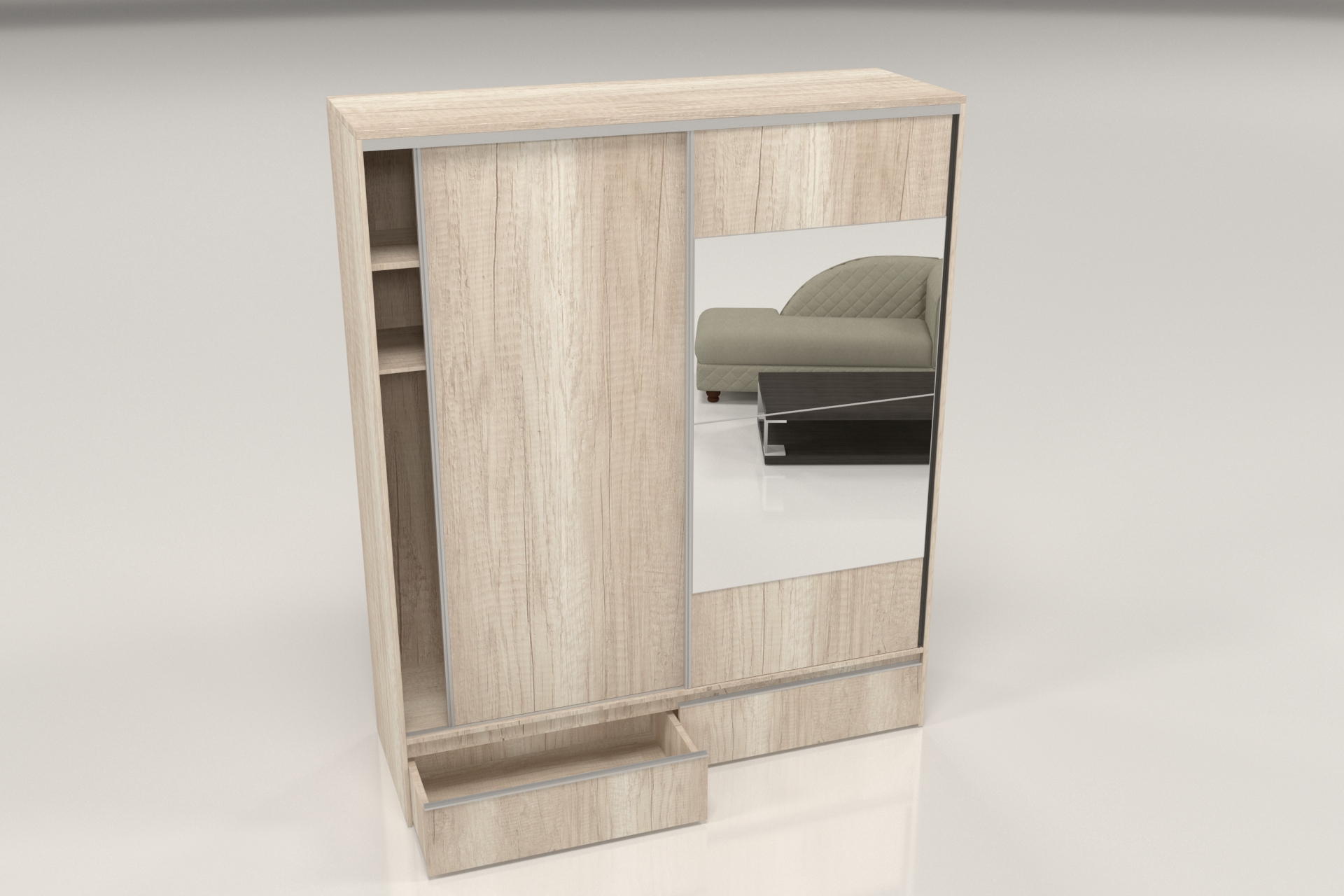 PLACARD RAGAZZO (2 Puertas: 2 Corredizas + 2 Cajones + Con Espejo) - Imagen 13