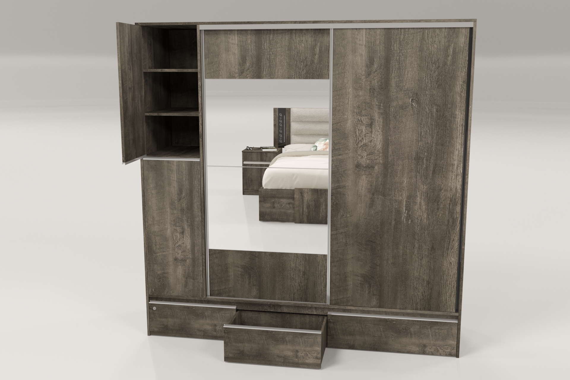 PLACARD RAGAZZO (2 Puertas: 2 Corredizas + 2 Cajones + Con Espejo) - Imagen 8