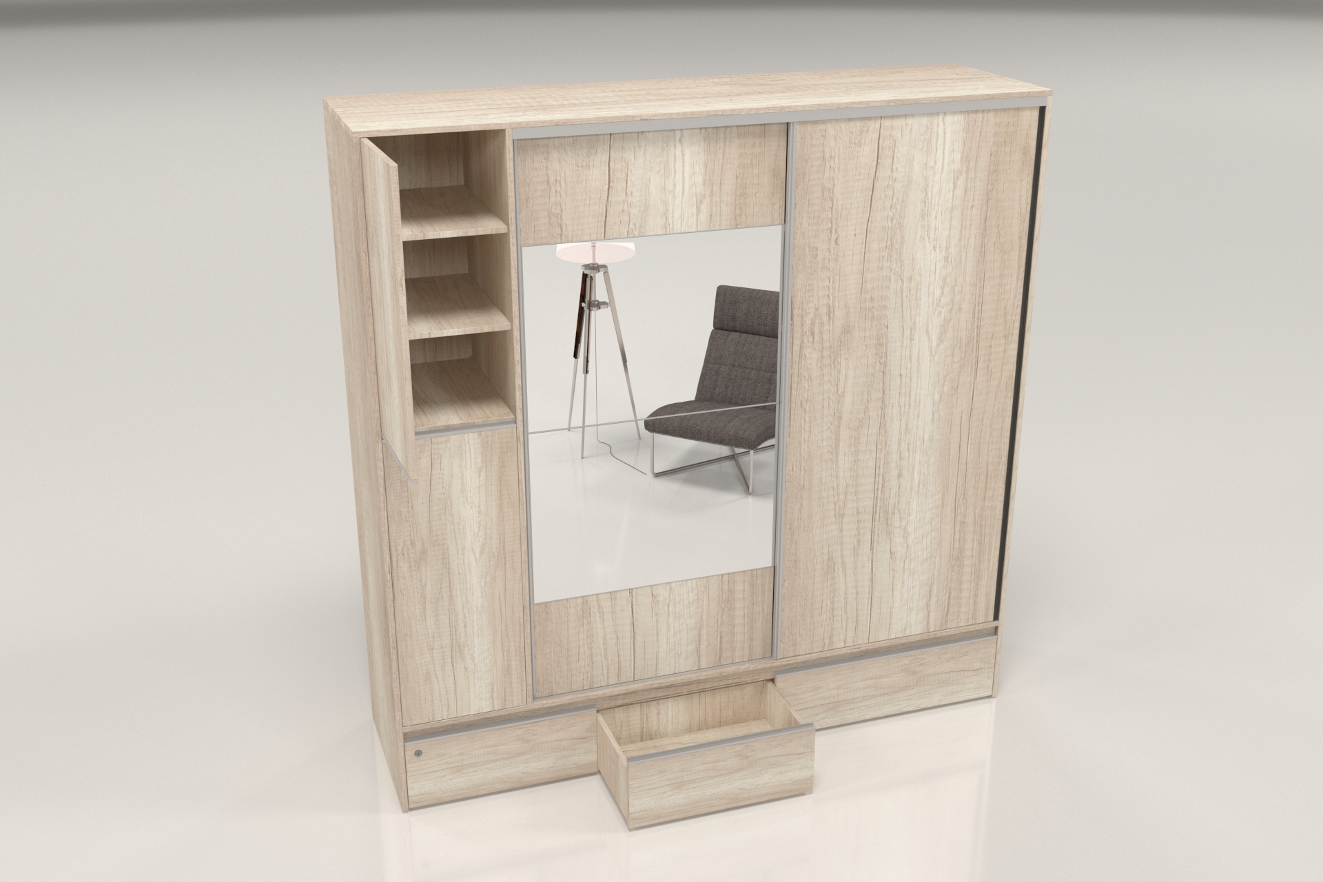 PLACARD RAGAZZO (2 Puertas: 2 Corredizas + 2 Cajones + Con Espejo) - Imagen 2