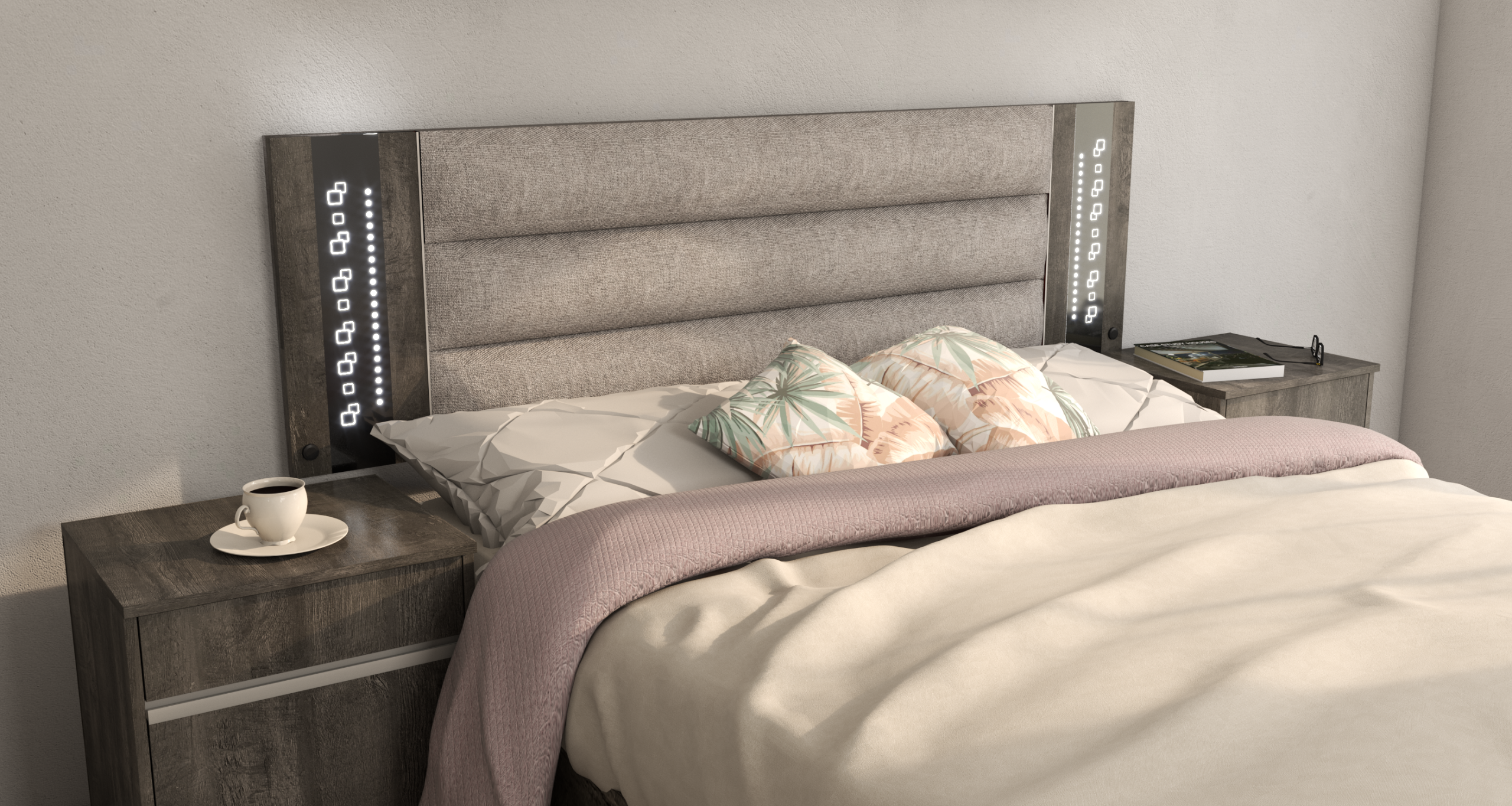 Respaldo NIZA melamina con Tapizado y luces led - Imagen 12