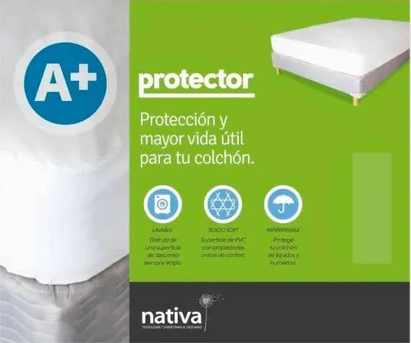 NATIVA - PROTECTOR DE COLCHÓN A+| IMPERMEABLE | MÁXIMA PROTECCION Y CONFORT