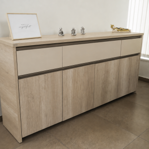 Bahiut Cómoda Volentiera Lumen Melamina (3 Cajones + 4 Puertas)