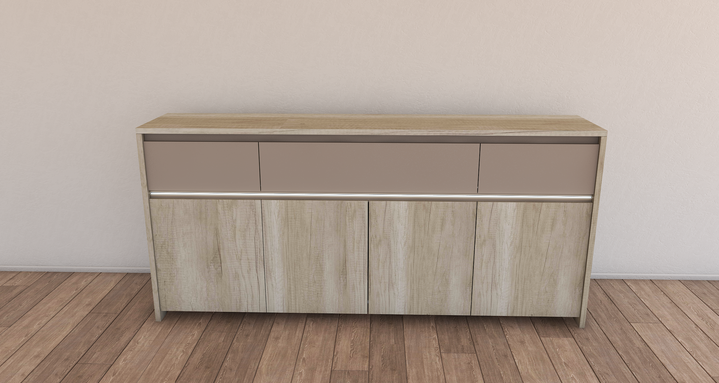Bahiut Cómoda Volentiera Lumen Melamina (3 Cajones + 4 Puertas) - Imagen 13
