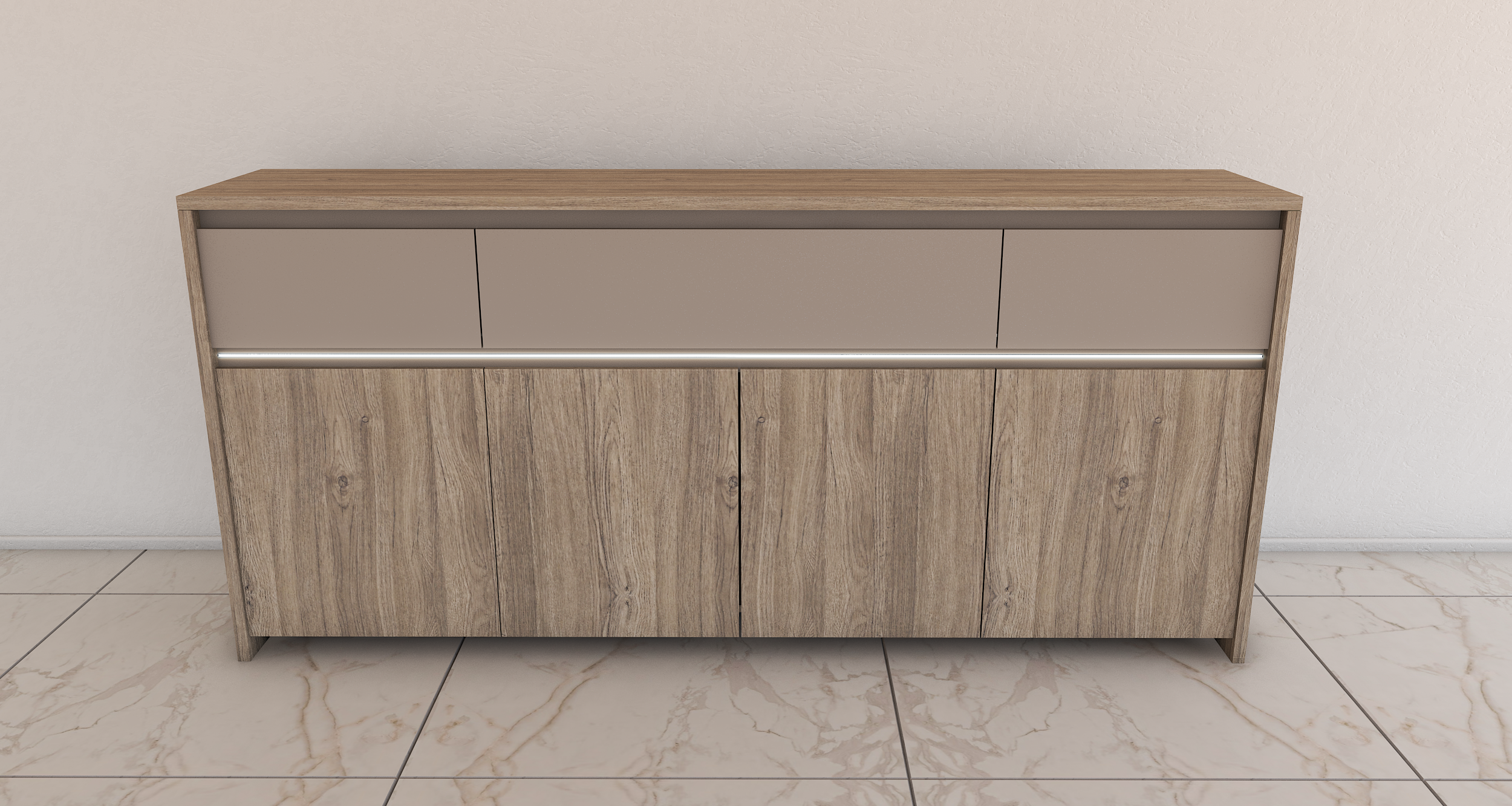 Bahiut Cómoda Volentiera Lumen Melamina (3 Cajones + 4 Puertas) - Imagen 12