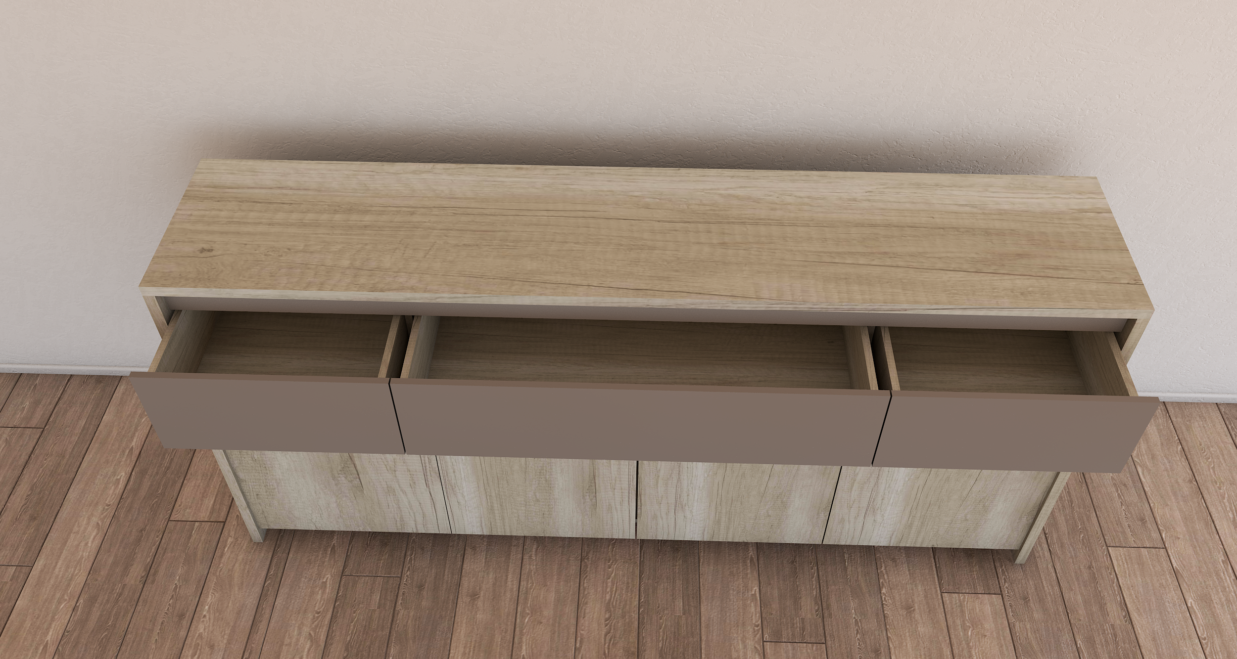 Bahiut Cómoda Volentiera Lumen Melamina (3 Cajones + 4 Puertas) - Imagen 11