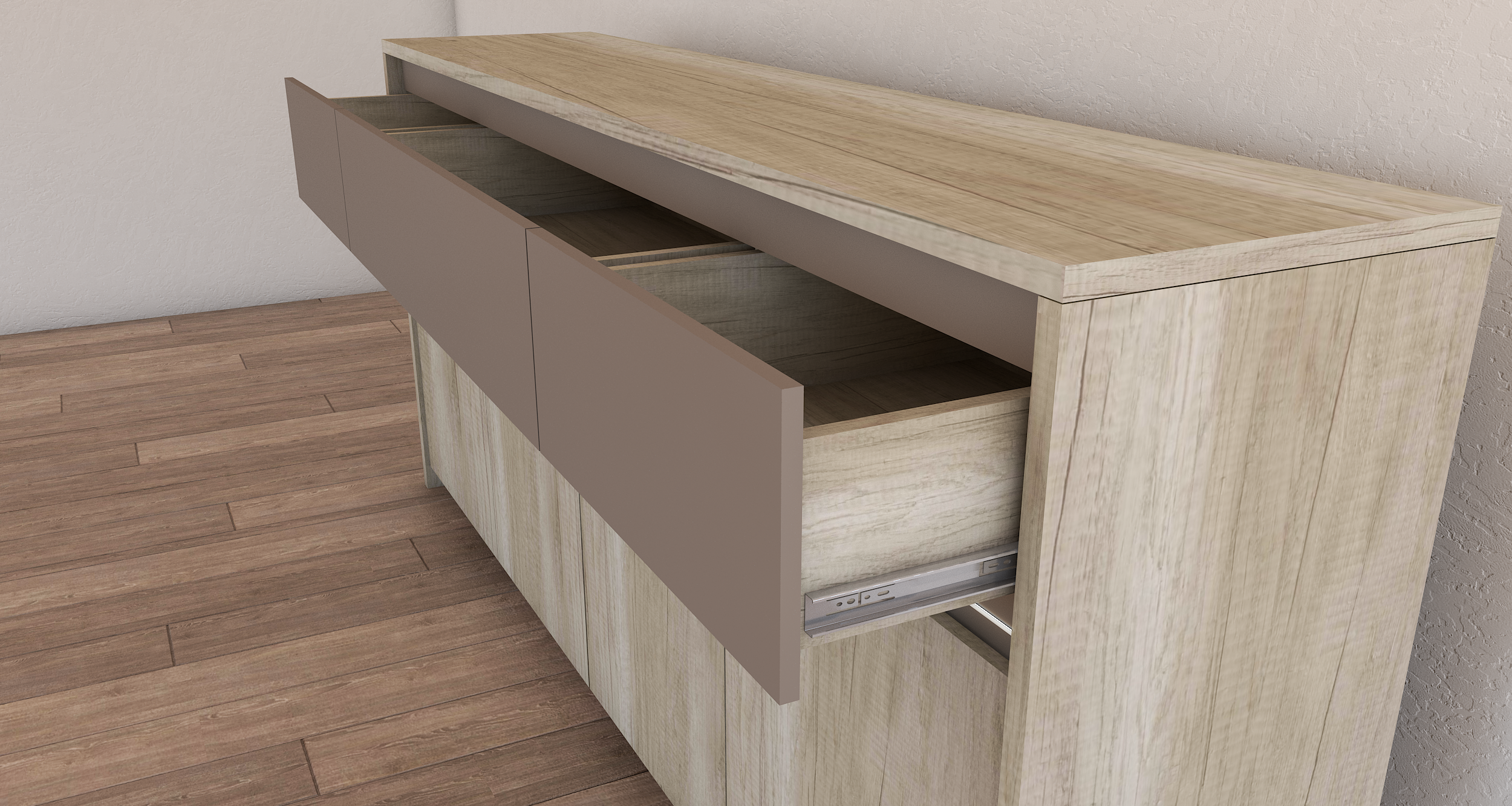 Bahiut Cómoda Volentiera Lumen Melamina (3 Cajones + 4 Puertas) - Imagen 10