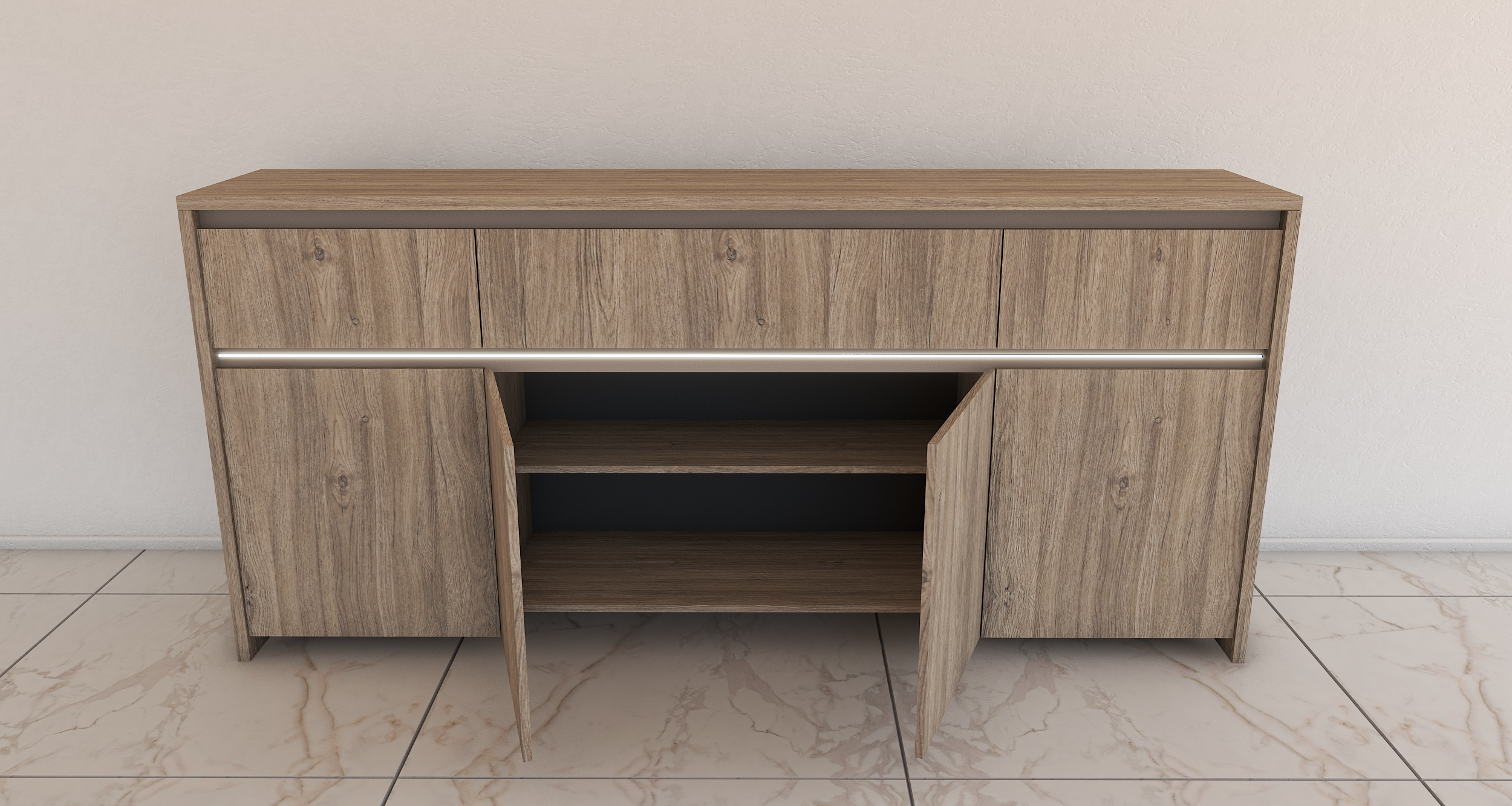 Bahiut Cómoda Volentiera Lumen Melamina (3 Cajones + 4 Puertas) - Imagen 9