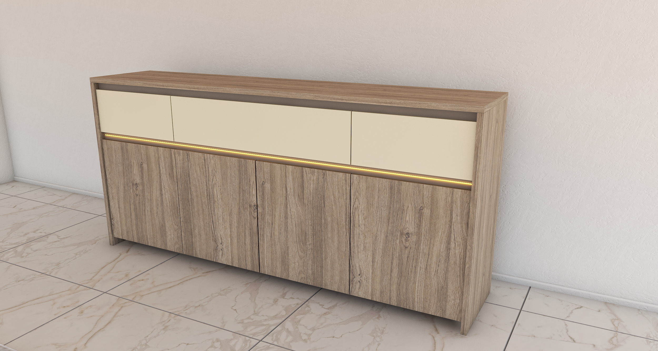 Bahiut Cómoda Volentiera Lumen Melamina (3 Cajones + 4 Puertas) - Imagen 7