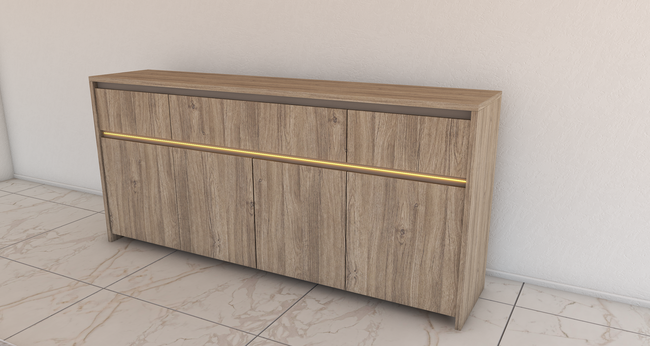 Bahiut Cómoda Volentiera Lumen Melamina (3 Cajones + 4 Puertas) - Imagen 6