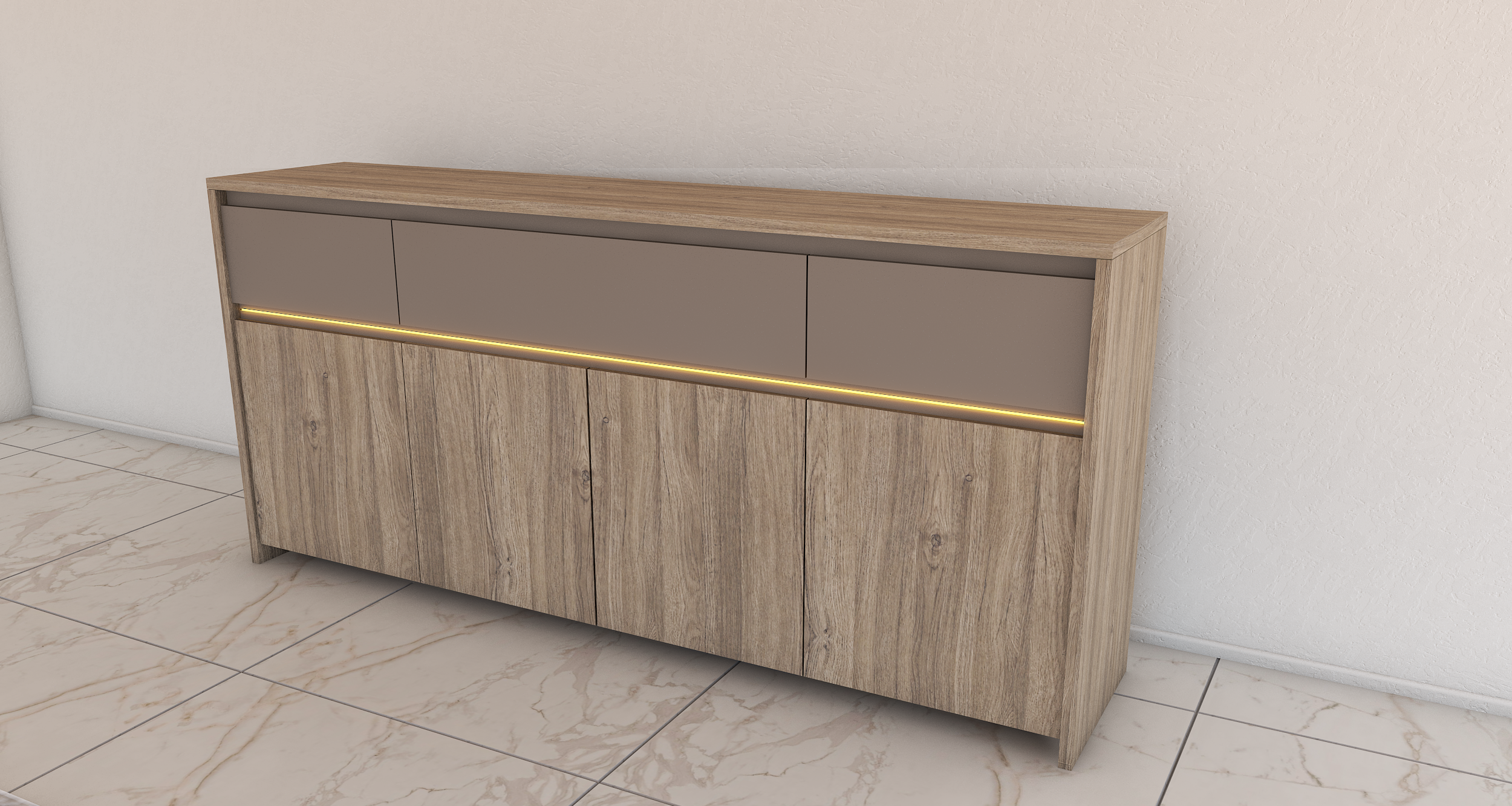 Bahiut Cómoda Volentiera Lumen Melamina (3 Cajones + 4 Puertas) - Imagen 5