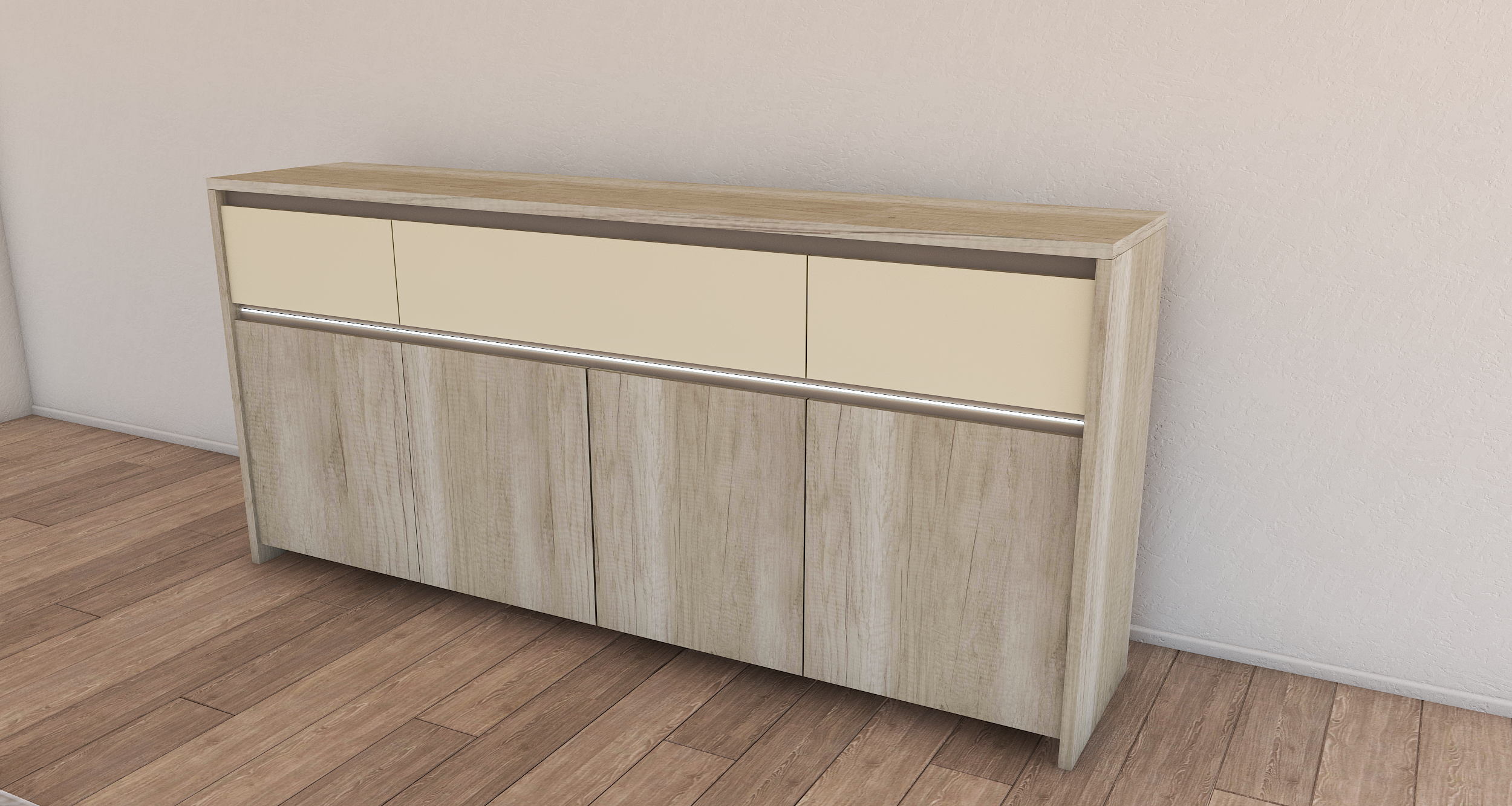 Bahiut Cómoda Volentiera Lumen Melamina (3 Cajones + 4 Puertas) - Imagen 4
