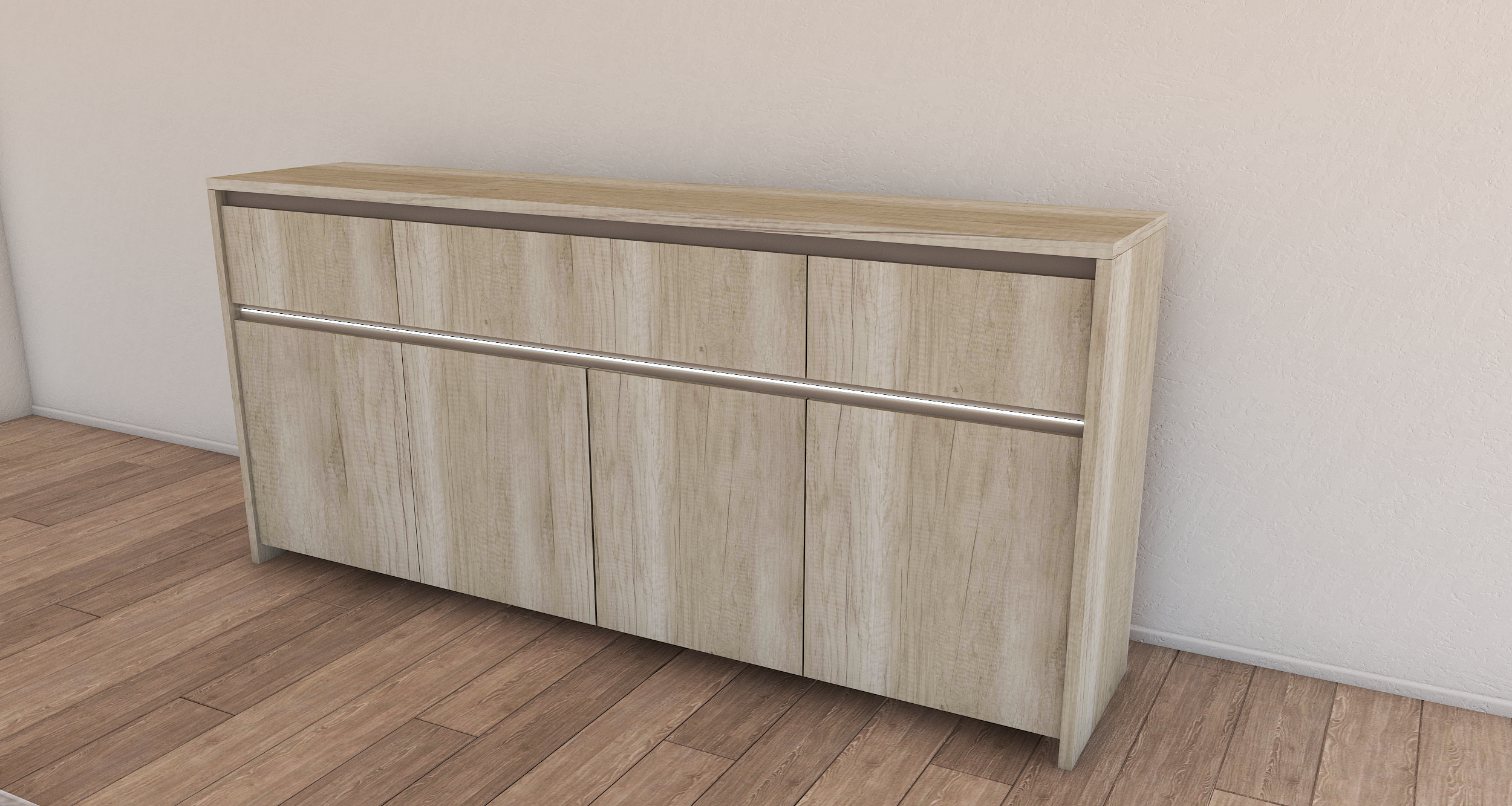 Bahiut Cómoda Volentiera Lumen Melamina (3 Cajones + 4 Puertas) - Imagen 3
