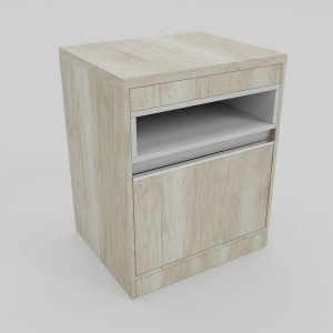 Mesa de Luz Volentiera Kyomu de Melamina (Cajón Oculto + Puerta) - Imagen 2