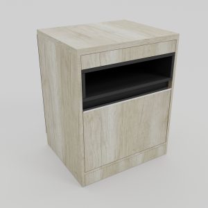 Mesa de Luz Volentiera Kyomu de Melamina (Cajón Oculto + Puerta)
