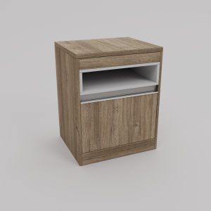 Mesa de Luz Volentiera Kyomu de Melamina (Cajón Oculto + Puerta) - Imagen 3