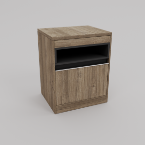 Mesa de Luz Volentiera Kyomu de Melamina (Cajón Oculto + Puerta) - Imagen 4