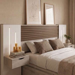 Respaldo Extensible Stone EMC con Mesas de Luz e Iluminación LED - Imagen 8